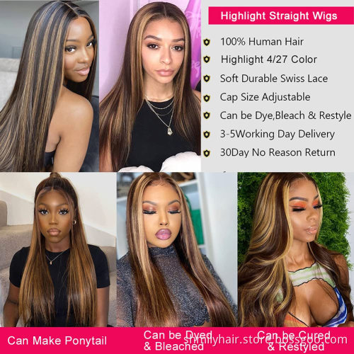 Shmily Wholesale Curly Lace Front Wigs 100% Human Hair Brazilian Highlight Human Hair Wigs Cuticle Aligned Virgin Hair Vendor